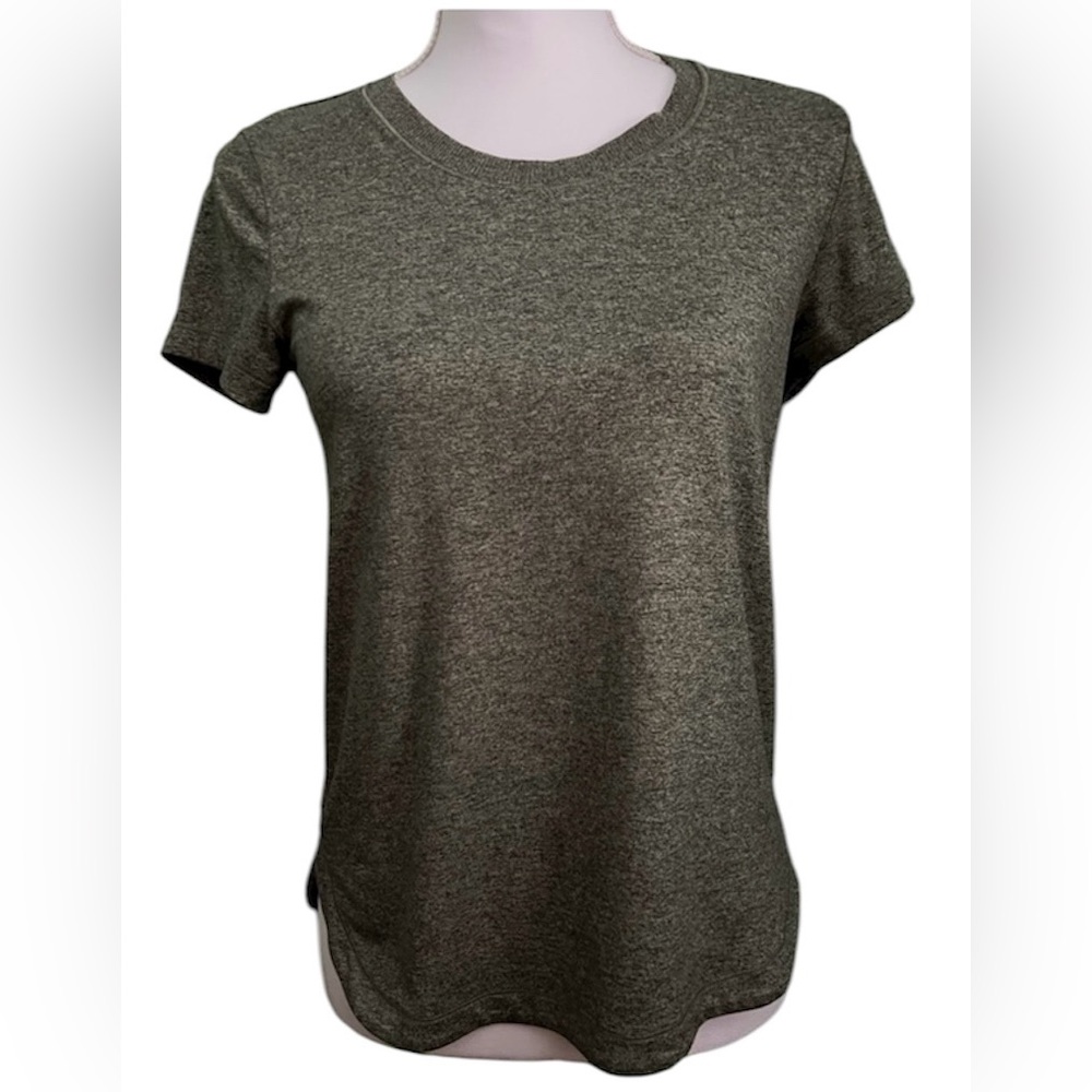 Athleta Scalloped Hem Hunter Green Short Sleeved T-Shirt, Size XS